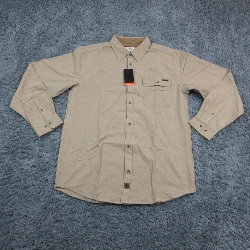 Legendary Whitetails Shirt Mens LT Beige Flannel Button Up Long Sleeve NWT
